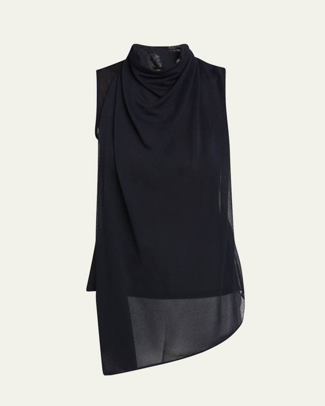 Sage Cowl-Neck Crepe Jersey Sleeveless Top